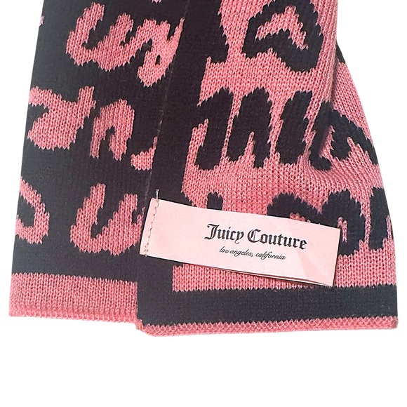 Juicy Couture Graphic Love Glam Scarf in Pink and Black Reversible Colors Y2K - Picture 2 of 5
